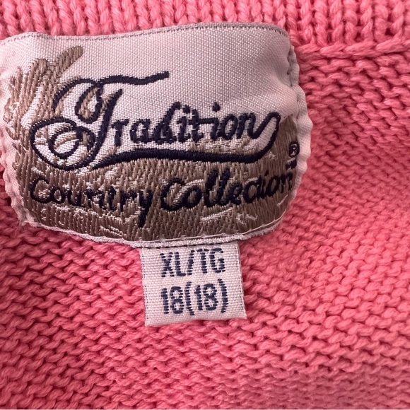 Vintage Tradition Country Collection Pink Cable Knit Full Zip Sweater Size XL - Picture 9 of 11